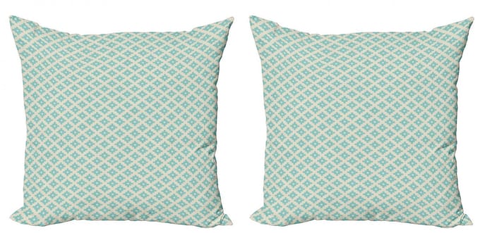 ABAKUHAUS Turquoise Sierkussenhoes Set van 2, Geometrische en Retro, Modern Accent Dubbelzijdige Digitale Print, 40x40, Turquoise en Beige