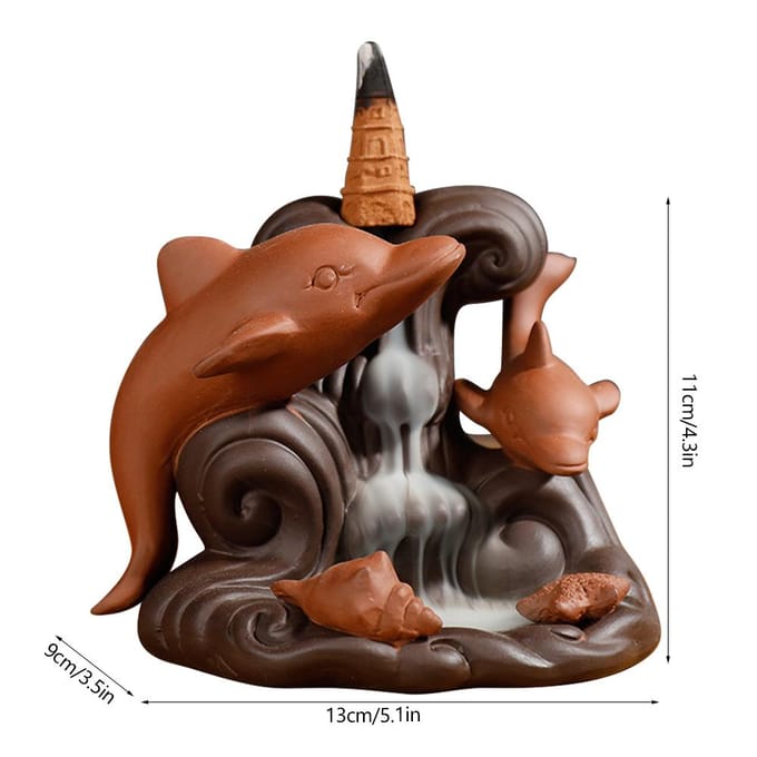 Decoratieve Backflow Wierookbrander Wierookhouder Huisornament met Dolfijn Decor black