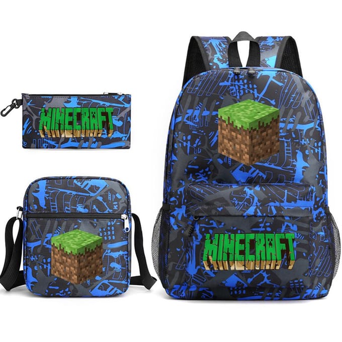 Minecraft Schooltas Game Merchandise Student Grote Capaciteit Print Drie Delige Schooltas Mannen En Vrouwen Three-piece set
