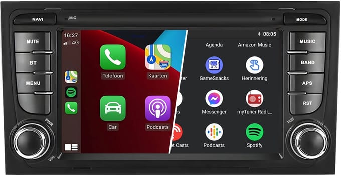 Carplay autoradio voor Audi A4 | S4 | RS4 | 2000 t/m 2009 | Android 13 | Draadloos Apple Carplay & Android Auto | 2GB + 64GB | Denago | 2000 2001 2002 2003 2004 2005 2006 2007 2008 2009 | Bluetooth & Wifi