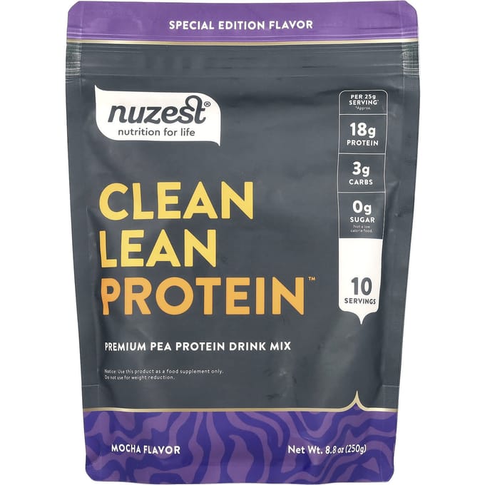 Nuzest, Clean Lean Protein™, Premium Erwteneiwit Drankmix, Mocha , 8,8 oz (250 gram)