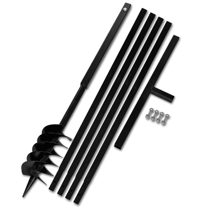 vidaXL - Grondboor - met - handvat - 120 - mm - en - verlengstukken - 5 - m - (staal)