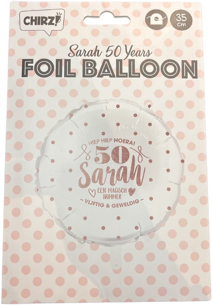 Folieballon Wit - Sarah 50 - 35 cm - Helium- en Luchtvulling