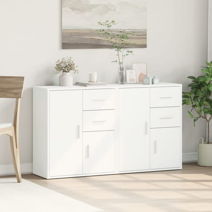 vidaXL - Dressoirs - 2 - st - 60x31x70 - cm - bewerkt - hout - wit