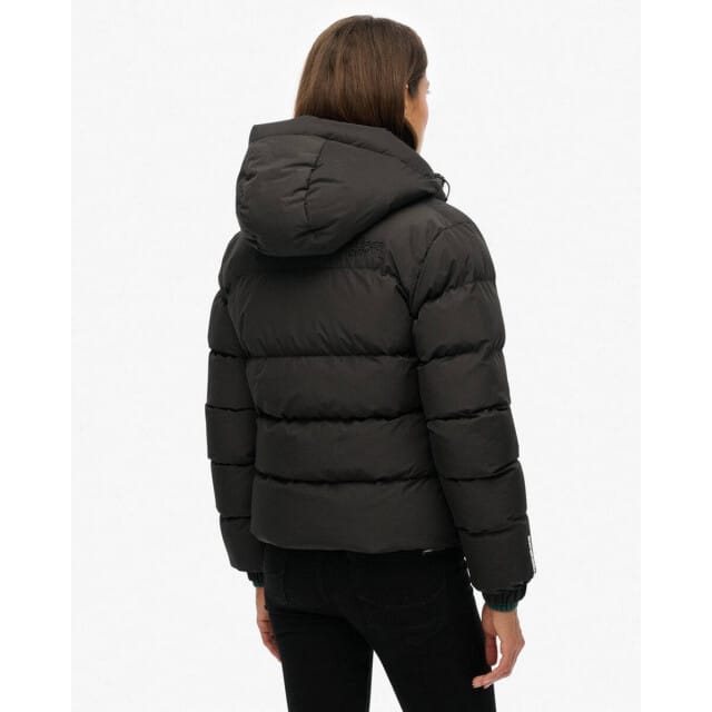 Superdry Sportieve Capuchon Pufferjas Black Grootte: 38