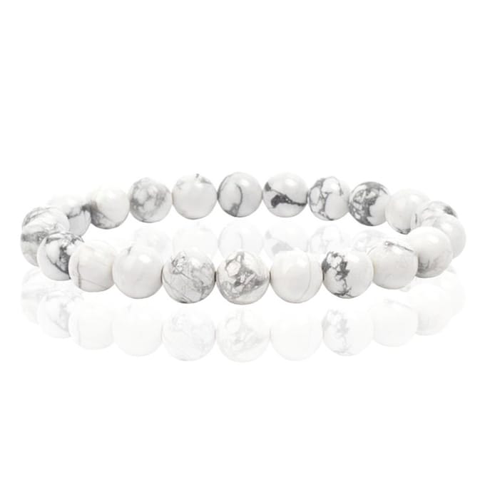 Natuursteen Armband met 8mm Kralen Memphis - White Howlite