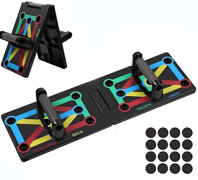 Push up Bord - Parallettes - Push up Board -Zwart met multikleur