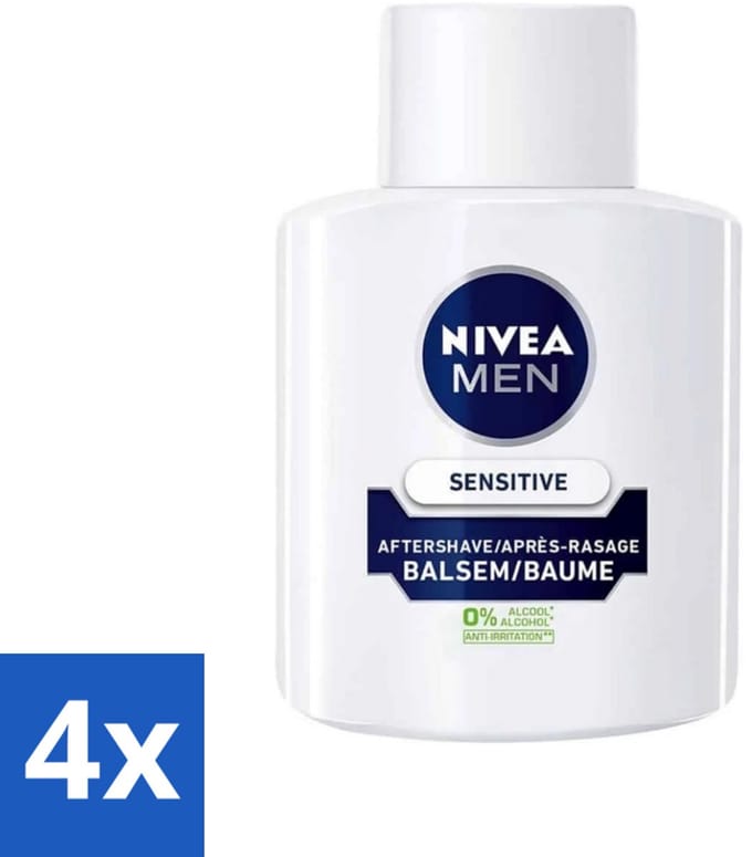 NIVEA Men Aftershave Balsem Sensitive 100 ml - Voordeelverpakking - 4 stuks
