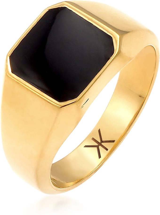 Kuzzoi heren herenring 925 zilver, emaille 60 Goud 88390041