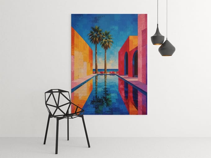 Luxe Canvas Wanddecoratie Moderne Architectuur – Tropical Design 100x75 cm
