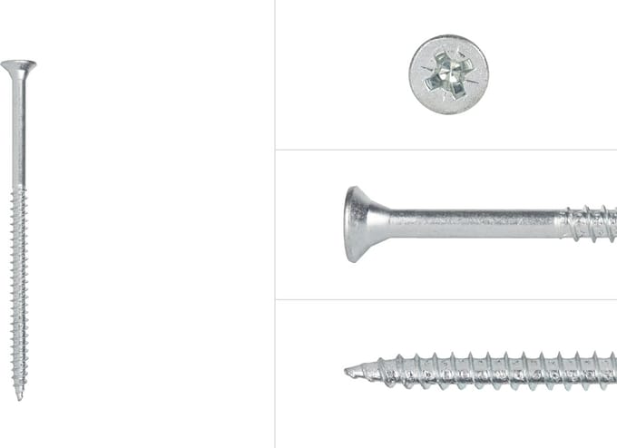 Wovar Spaanplaatschroeven Verzinkt 5 x 80 mm Pozidrive Deeldraad | Doos 200 Stuks