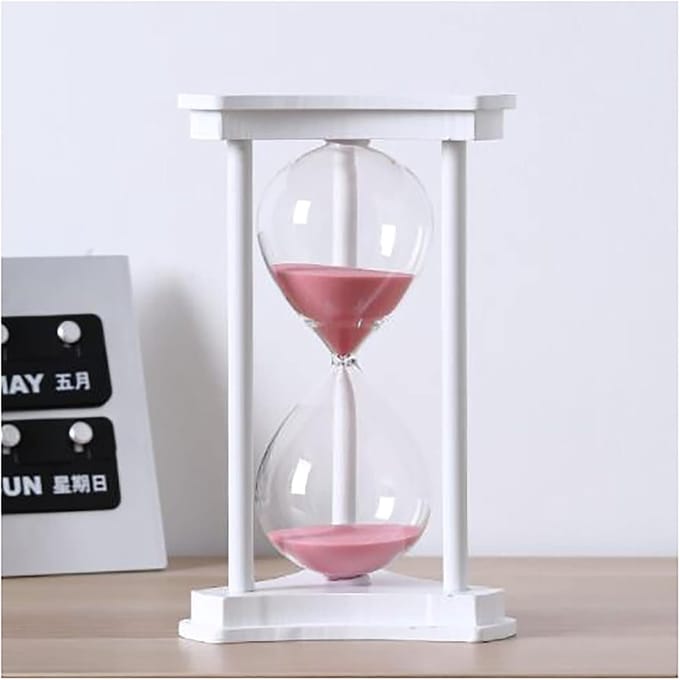 Zandloper Houten Frame - Zandklok Timer - Tijd Meten - Decoratief Design - 11x15 cm - Wit