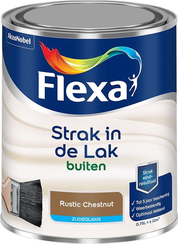 Flexa - Strak In De Lak Buitenlak Zijdeglans - Rustic Chestnut - Mengverf - 750 Ml