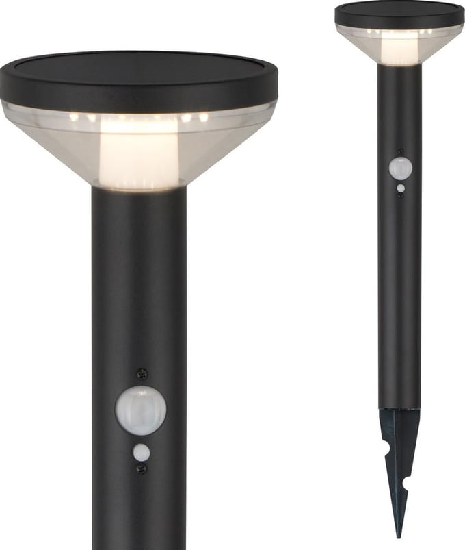 Maclean - Wandlamp LED - solar tuinlamp met sensor - Kleur Zwart