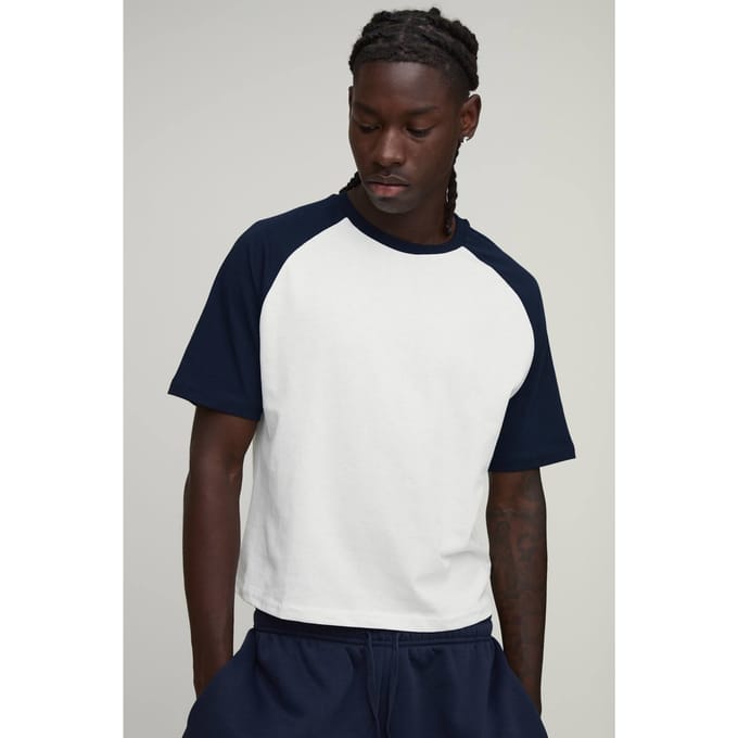 Slim Shrunken Fit Raglan T-Shirt | Navy | Size XL