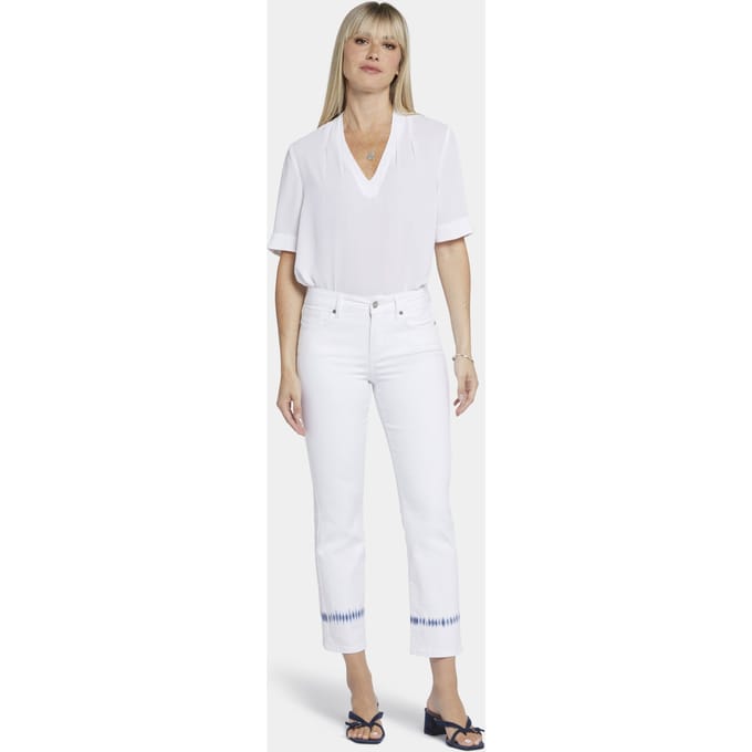 Marilyn Rechte Enkel Jeans Witte Tie Dye Geverfde Denim