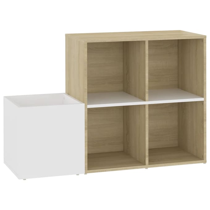 vidaXL - Opbergkast - 105x35,5x70 - cm - bewerkt - hout - wit - en - sonoma - eikenkleur