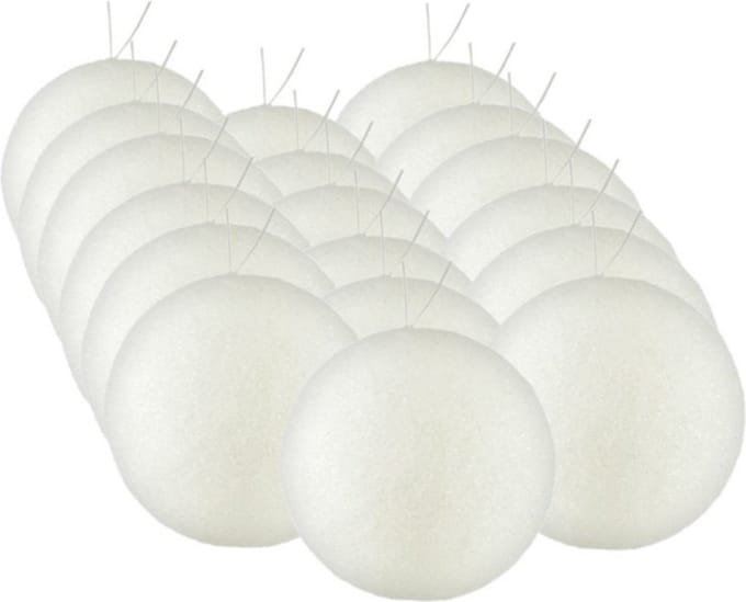 Gerimport Kerstballen 18x wit kunststof glitters - diameter 8 cm - feestelijk - elegant