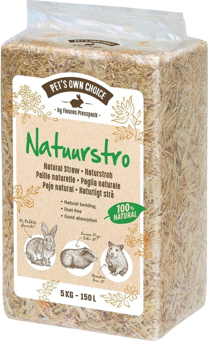 Pets own choice - Bodembedekking - Kleuren Stro - 5 kg