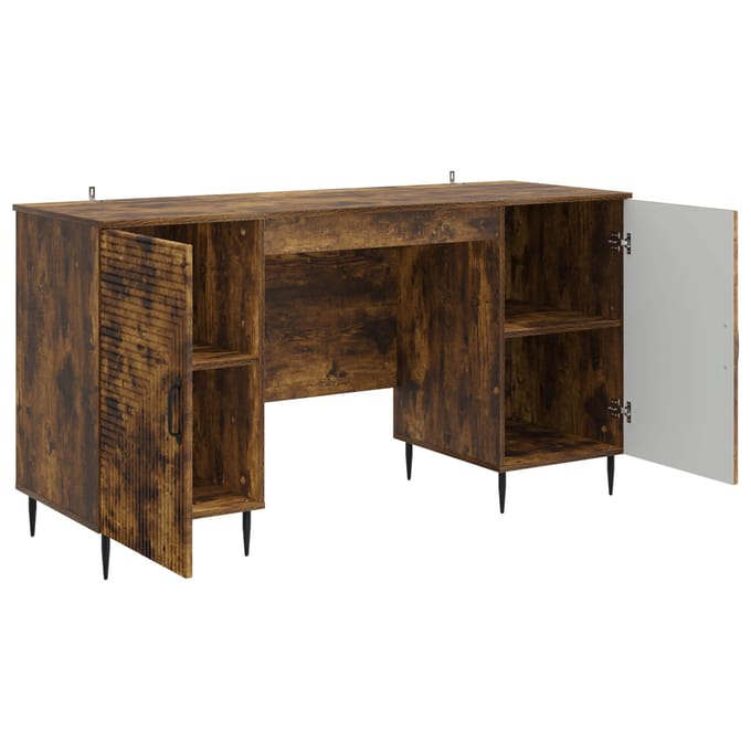 vidaXL - Bureau - Gerookt - eiken - 142,5 - x - 50 - x - 75 - cm - Bewerkt - hout
