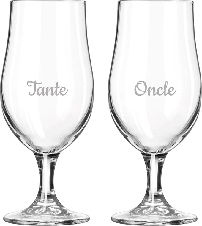 Bierglas op voet gegraveerd - 49cl - Tante & Oncle