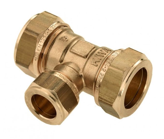 Bonfix messing knelfitting T-stuk koppeling 35mm x 28mm x 35mm FFF
