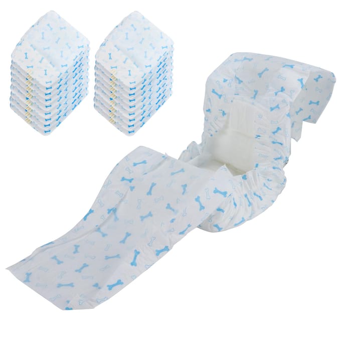 Couches pour Chien Mâle Déodorisation Charbon de Bambou Pet Jetable Bandes Ventrales avec Fuites white