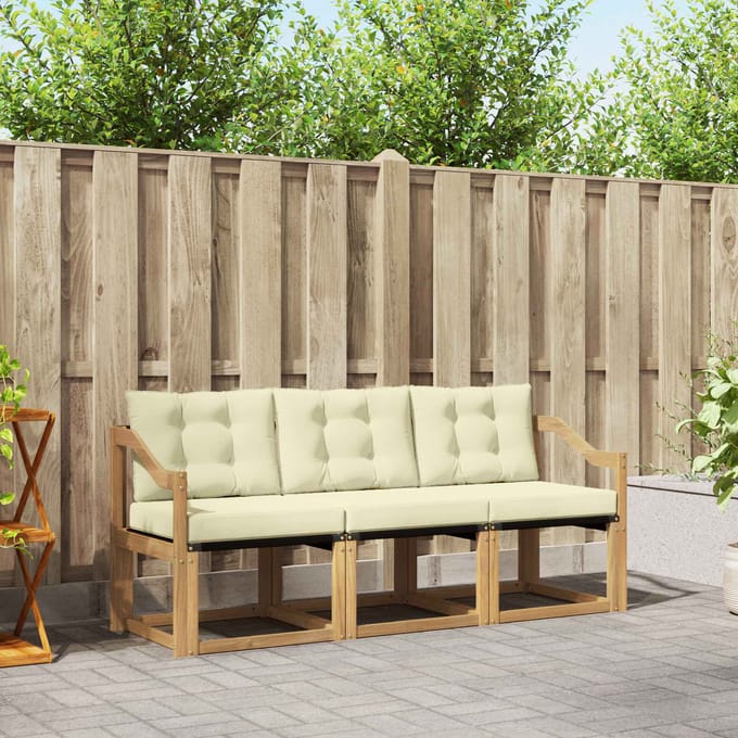 vidaXL - Buiten - bank - set - 3 - st - Wit - en - crèmekleurig