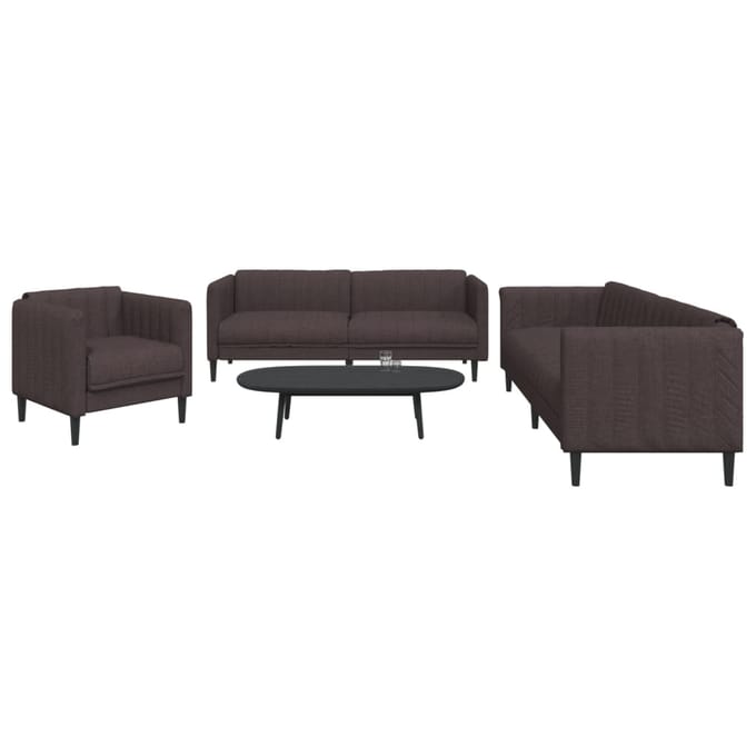 vidaXL - 3-delige - Loungeset - stof - donkerbruin