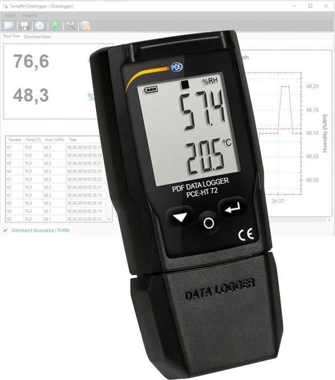 Vochtigheidsmeter met datalogfunctie PCE-HT 72