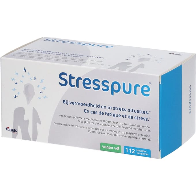 StressPure® | Weerstand tegen stress Magnesium - Vitamine B complex Taurine 112 Gecomprimeerde tabletten