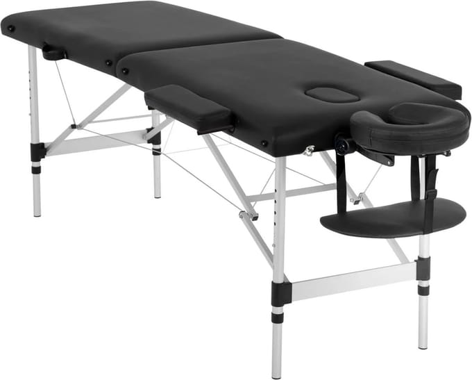 Massagetafel inklapbaar - 2 secties - aluminium - zwart