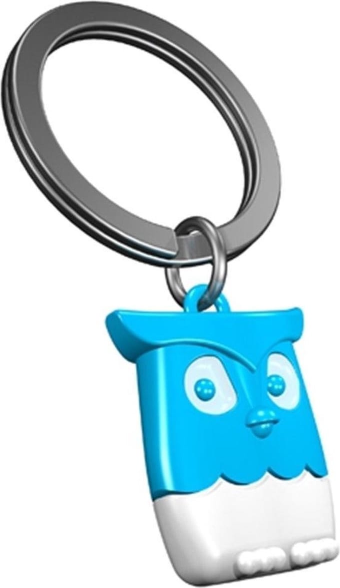 Metalmorphose sleutelhanger blauwe uil Wisdom