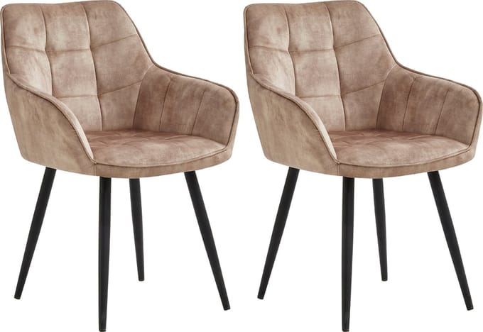 Colenis® - Oriana Eetkamerstoel - Set Van 2 - Champagne - Adoré Velvet - Design