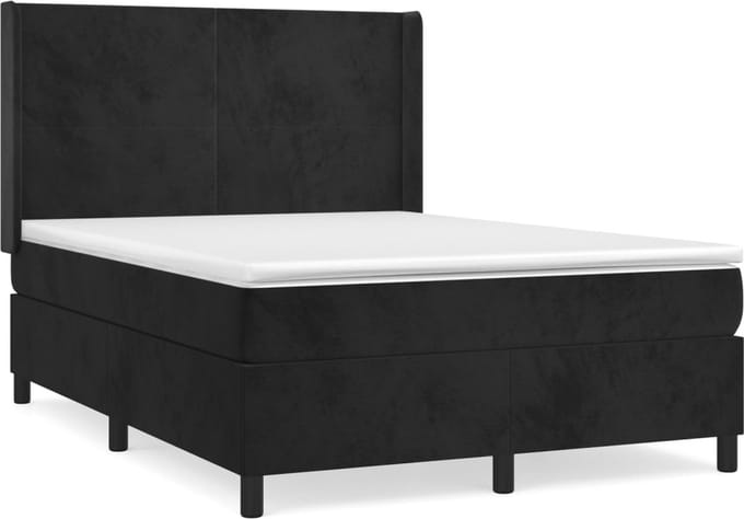 vidaXL - Boxspring - met - matras - fluweel - zwart - 140x190 - cm