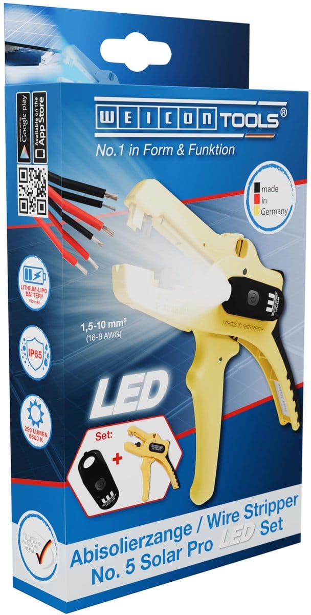 WEICON Striptang No. 5 Solar Pro LED-Set – PV-kabels 1,5-10 mm²