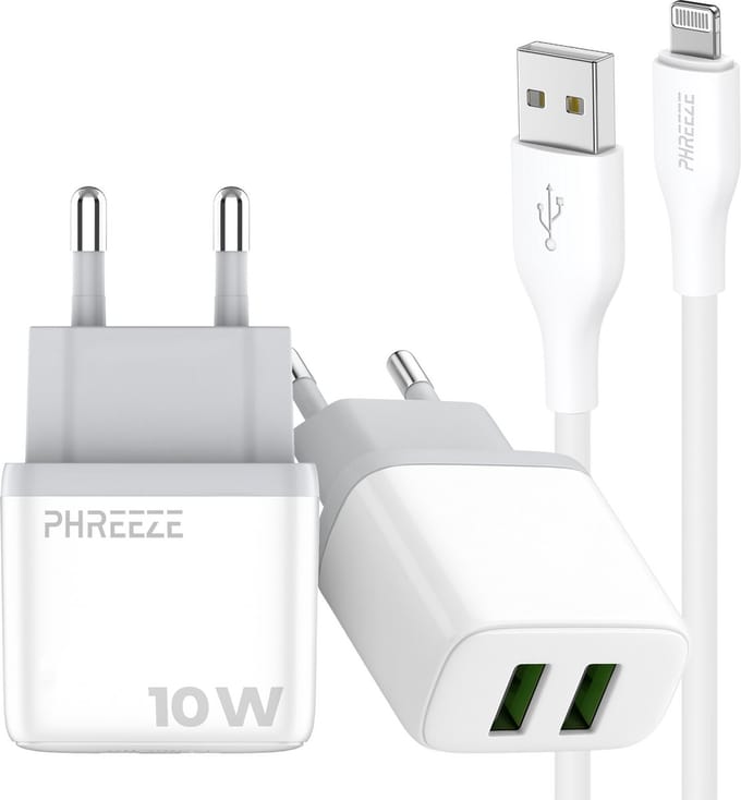 Oplader met kabel geschikt voor usb A naar Lightning - Usb adapter met kabel geschikt voor iPhone 6 7 8 x xr xs pro max - 1 meter