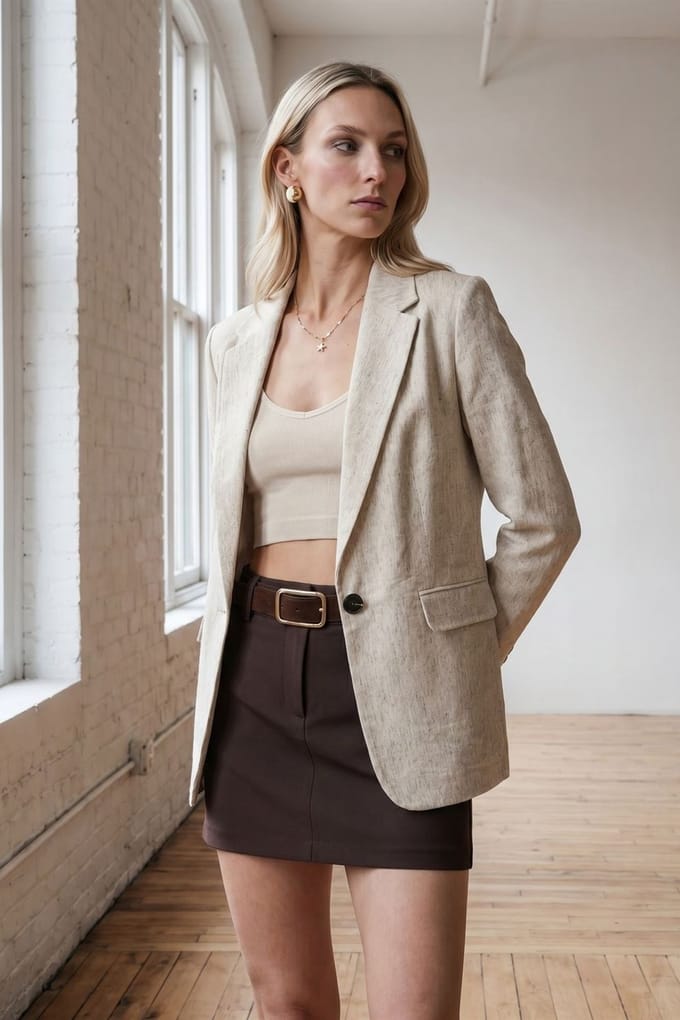 Vrouwen Gewoven Blazer Jas Met Sjaalkraag