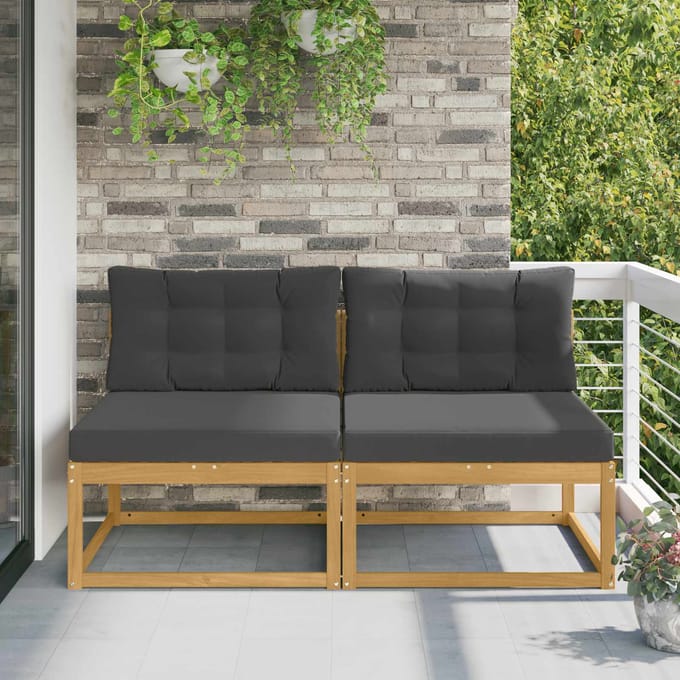 vidaXL - 2 - Stuk - Buiten - Midden - Sofa - Polyester - Wit