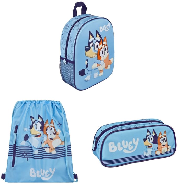 Bluey tassenset; rugzak, etui, en gymtas