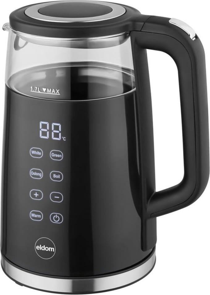 Eldom Waterkoker Elektrische Waterkoker Glazen Design 1.7 liter Met temperatuurregeling