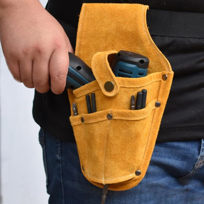 Elektrisch Gereedschap Taille Tas Draagbaar Multifunctioneel Geel Rundleder Opberg Toolkit orange