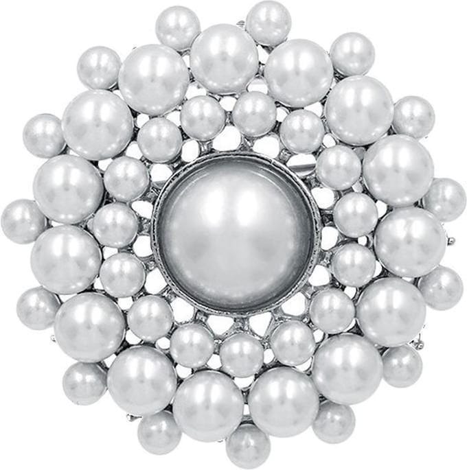 Fako Bijoux® - Broche - Parel - Joyce - 44x44mm - Zilverkleurig