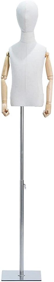 Kinder Mannequin - Paspop Kinderkleding - Kleding Presenteren - Verstelbare Hoogte - Borstomvang 57cm - Zilver