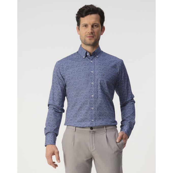 Campbell Casual Overhemd Donkerblauw Heren