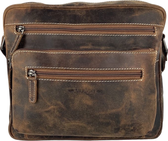 Arrigo Tassen • Schoudertas • Crossbody Tas Dames • Buffelleer • Leer • Cognac