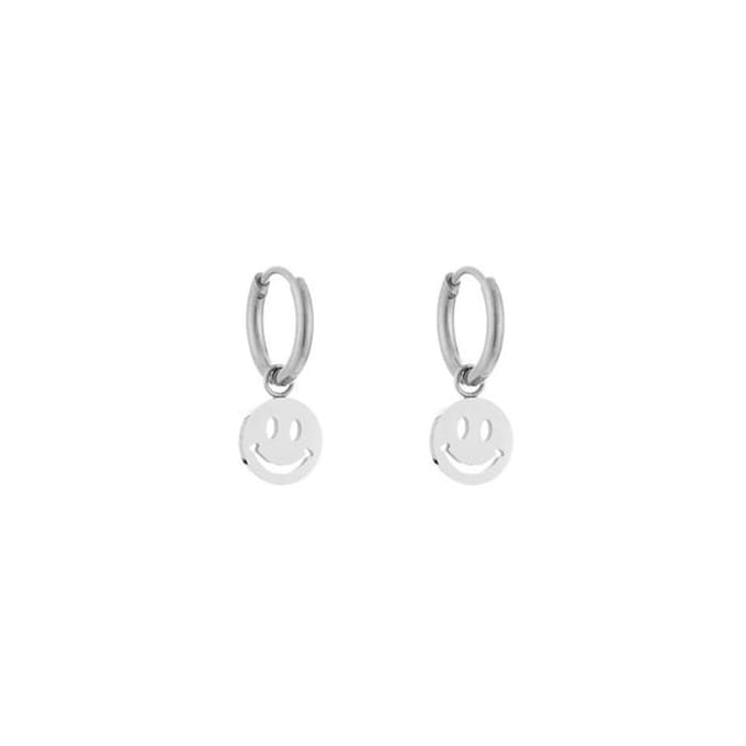 Bijoutheek Oorhanger oorring Smiley Zilver JE12692
