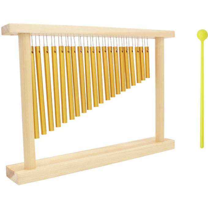 20-tonige tafelblad bar chimes 20 maten enkelvoudige rij muzikaal percussie-instrument met houten standaard stok goud