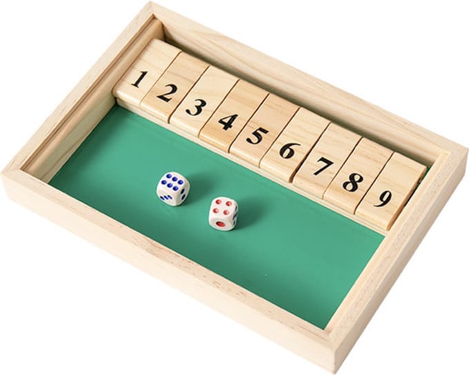 Shut The Box - 1 Speler - Hout - Dobbelspel - Drankspel - Rekenspel