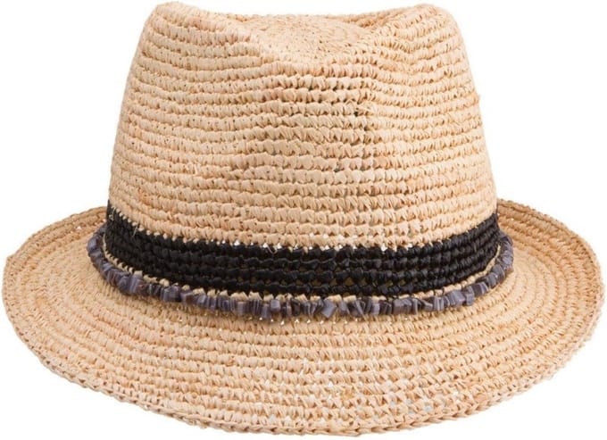 Raffia Trilby – Strohoed Dames Zomerhoed Raffia - Maat: M-L: 58 cm - Zwart